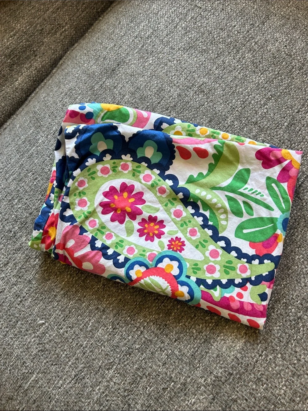 Pottery Barn Teen Paisley Standard Pillowcase in Navy, Pink, Green, White | 4/14
